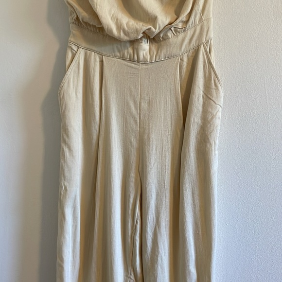 Free People Avery Jumpsuit Women’s Size 0 One Shoulder Boho Cream Washed‎ Out - Picture 8 of 13